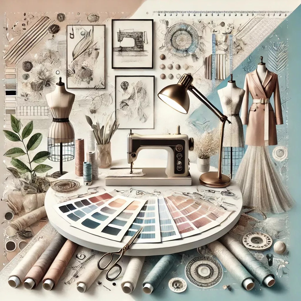 Seorang fashion designer muda bekerja dengan sketsa desain