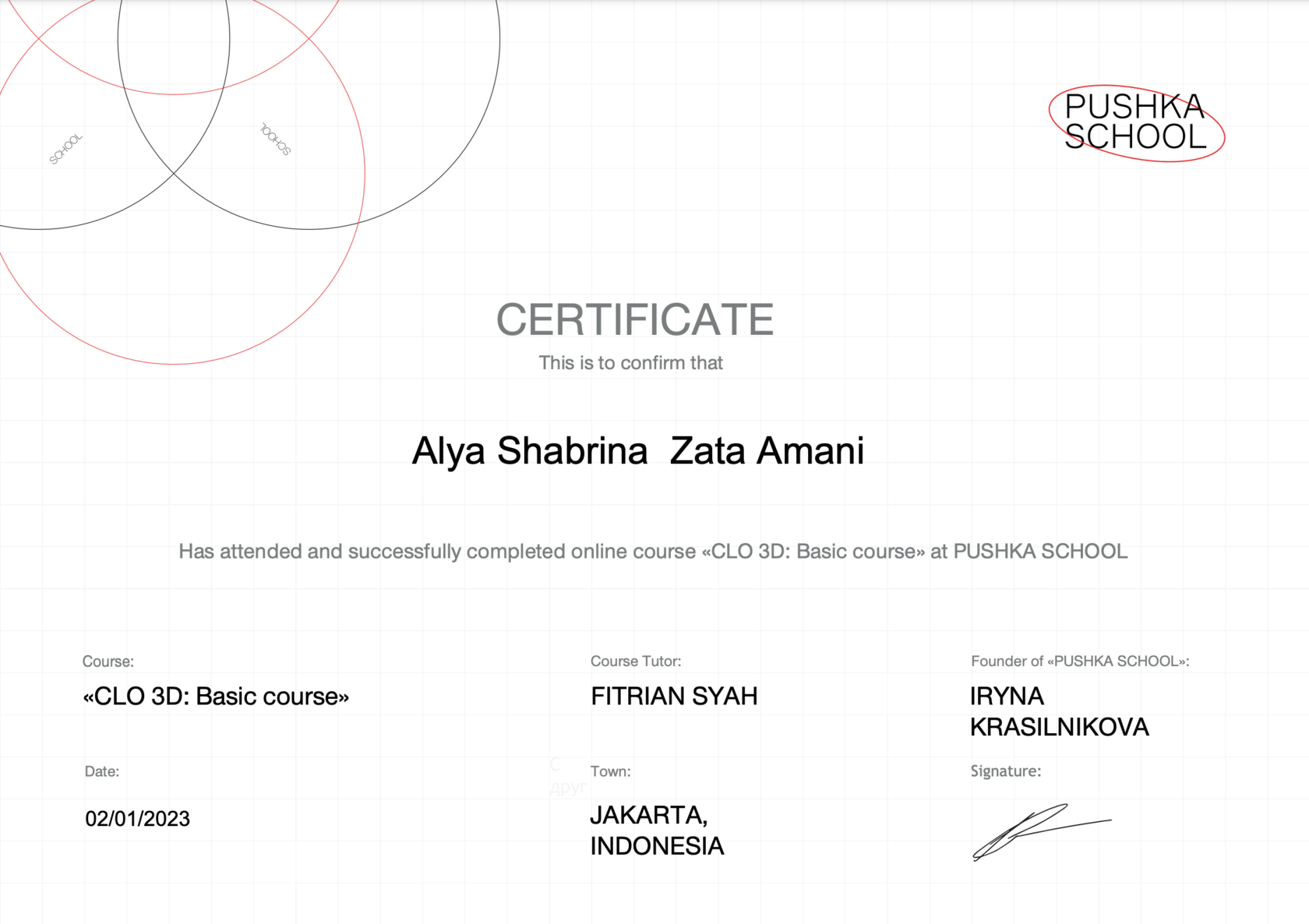 Portofolio siswa Pushka School - proyek fashion