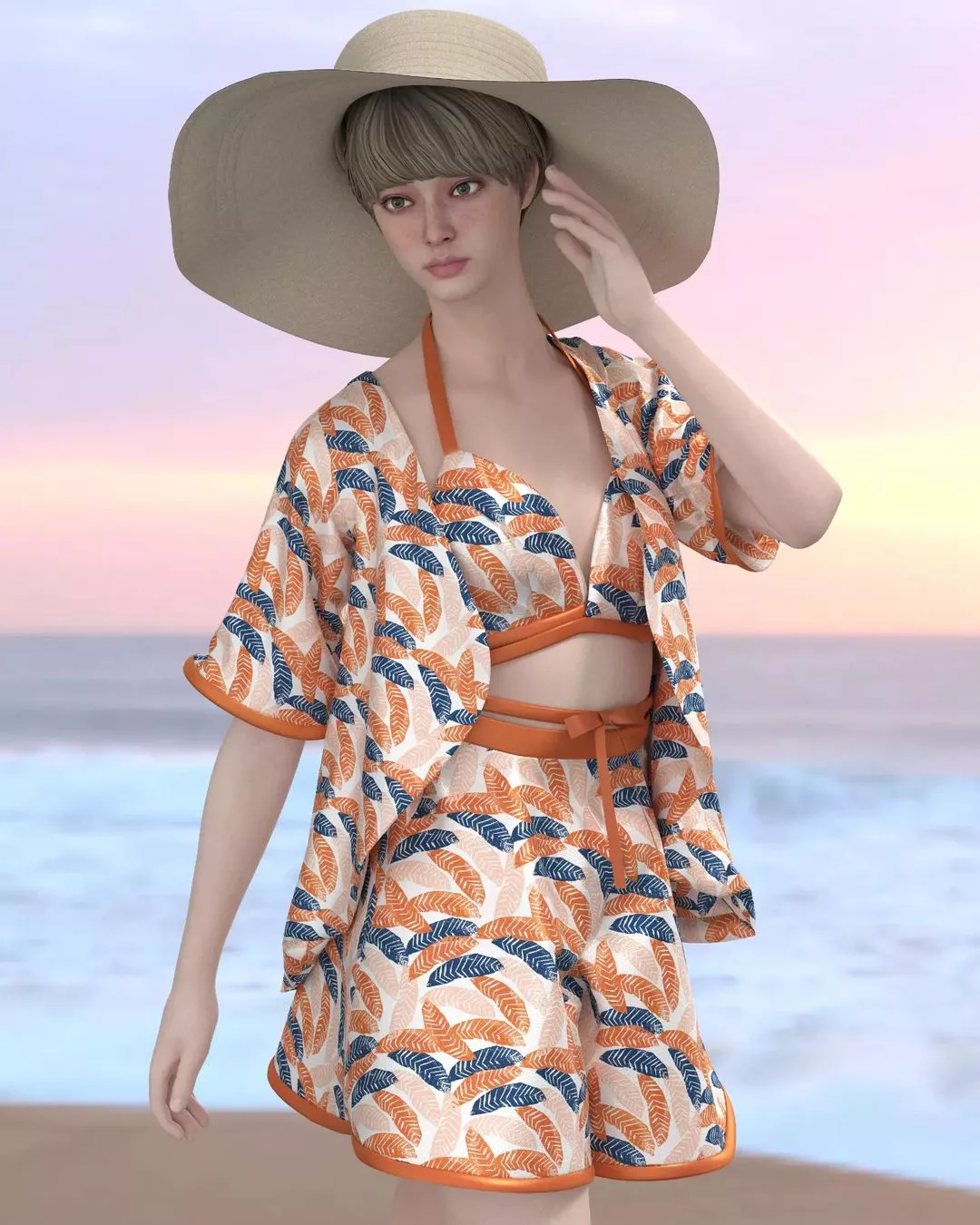 Contoh karya student Pushka School yang menampilkan desain busana digital dengan styling modern